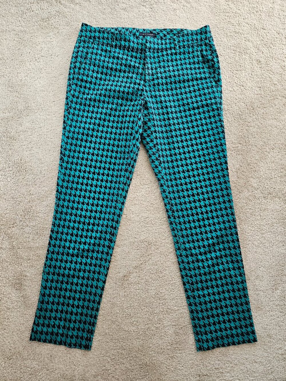 Tommy Hilfiger Skinny Ankle Length Pants Navy/Green Cotton Houndstooth - Size 6